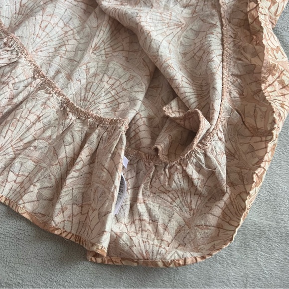 Madewell Linen-Blend Lucie Smocked Tank Mini Dress Painted Seashells Tawny Sand - Picture 8 of 12